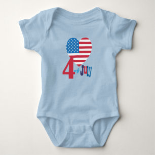 4th of July American USA Flag Heart Flag Patriotic Baby Bodysuit