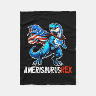 4th Of July Amerisaurus T Rex Funny Fleece Blanket