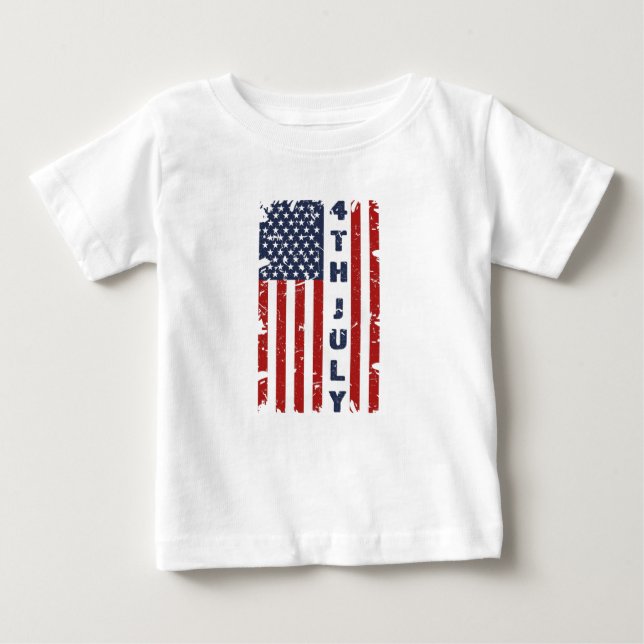 4TH of July and Torn US Flag        Baby T-Shirt (Front)
