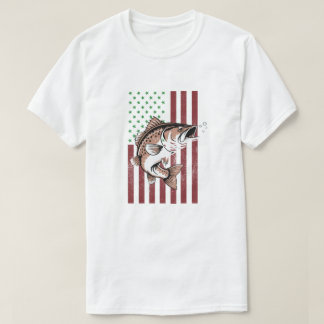4th of July Angler Tee USA Fishing Flag T-Shirt