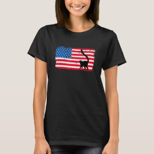4th Of July Animal Lemur American Flag Usa Patrio T-Shirt