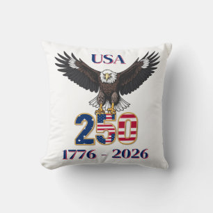 4th of July Anniversary 250 Years USA Bald Eagle Cushion