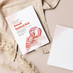 4th Of July Annual Seafood Boil Watercolor Lobster Invitation