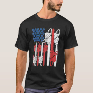 4th Of July Arboris Men Tree Climber Dad Chainsaw T-Shirt