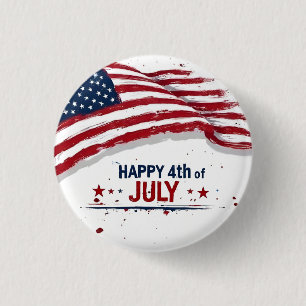 4th of July - Artistic US Flag Paint Splatter 3 Cm Round Badge