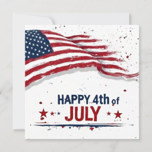 4th of July - Artistic US Flag Paint Splatter Card