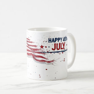 4th of July - Artistic US Flag Paint Splatter Coffee Mug