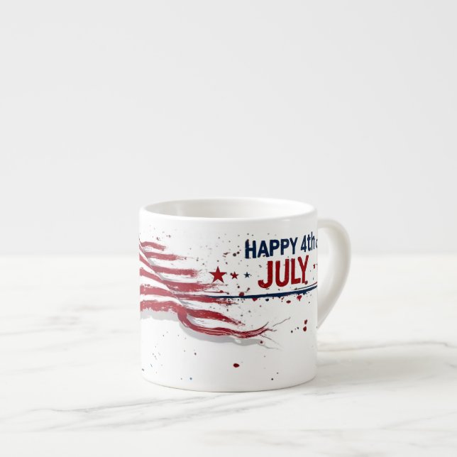 4th of July - Artistic US Flag Paint Splatter Espresso Cup (Front Right)