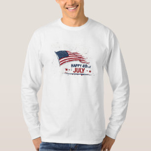 4th of July - Artistic US Flag Paint Splatter T-Shirt