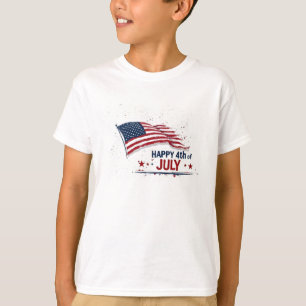4th of July - Artistic US Flag Paint Splatter T-Shirt