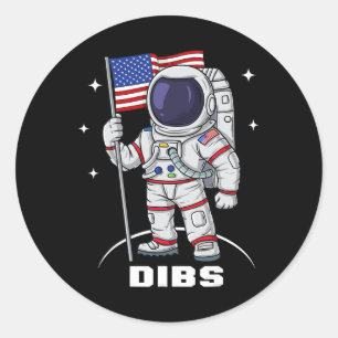 4th Of July Astronaut USA American Flag Fun Patrio Classic Round Sticker