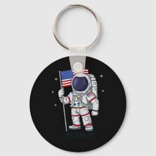 4th Of July Astronaut USA American Flag Fun Patrio Key Ring