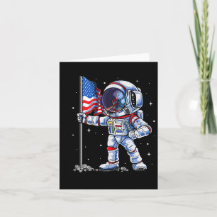 4th Of July Astronaut Usa American Flag Funny Patr Card