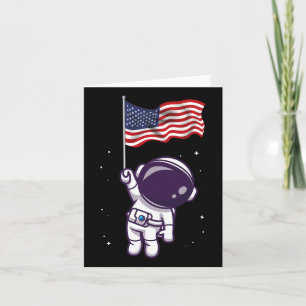4th Of July Astronaut Usa American Flag Funny Patr Card