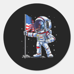 4th Of July Astronaut Usa American Flag Funny Patr Classic Round Sticker