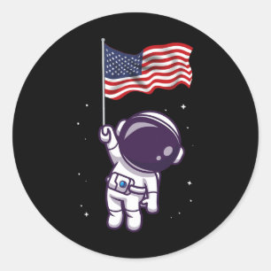 4th Of July Astronaut Usa American Flag Funny Patr Classic Round Sticker