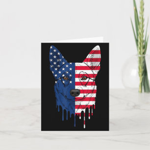 4th of July Australian Kele Dog AAAmerican Flag Card