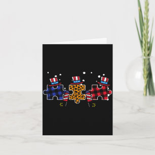 4th of july autism puzzle patriotic mum dad women card