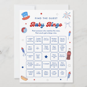 4th of July Baby Shower Bingo Game Card