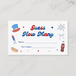 4th of July Baby Shower Guess How Many Game Enclosure Card