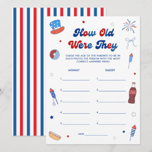 4th of July Baby Shower Guess the Age Game Card