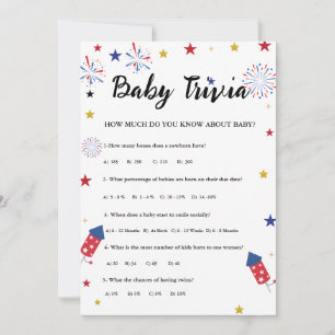 4th of july Baby trivia Baby shower game Card