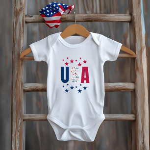 4th of July Baby USA Bodysuit with Stars