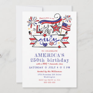 4th of July Backyard BBQ & Fireworks America 250 Invitation