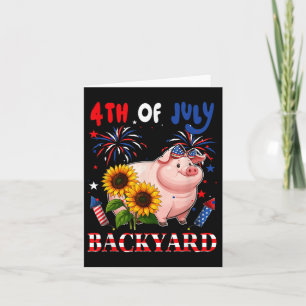 4th Of July Backyard Pig Bow Tie Us Flag Farmer Lo Card