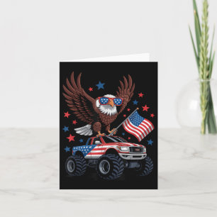 4th Of July Bald Eagle On Monster Truck Usa Flag P Card