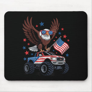 4th Of July Bald Eagle On Monster Truck Usa Flag P Mouse Pad