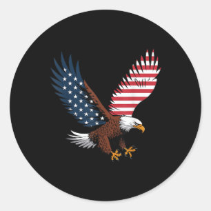 4th Of July Bald Eagle Usa American Flag Patriotic Classic Round Sticker
