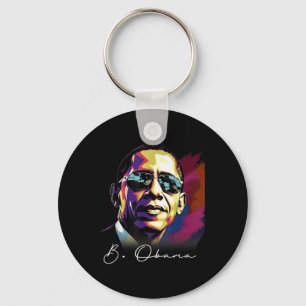 4th Of July Barack Obama President Portrait Patrio Key Ring