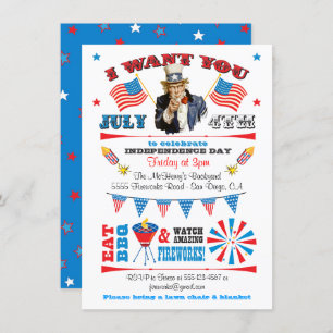 4th of July Barbecue bbq party invitations