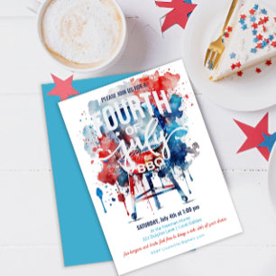 4th of July Barbecue Cookout Watercolor Invitation
