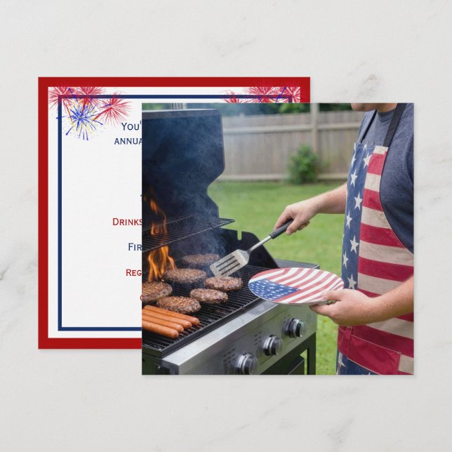 4th of July Barbecue Party  Invitation (Front/Back)