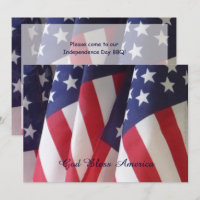 4th of July Barbeque Invitation, American Flags