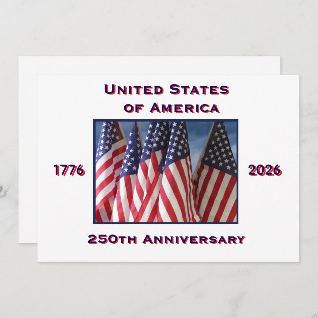 4th of July Barbeque, USA 250th Anniversary, Flags Invitation (Front/Back)