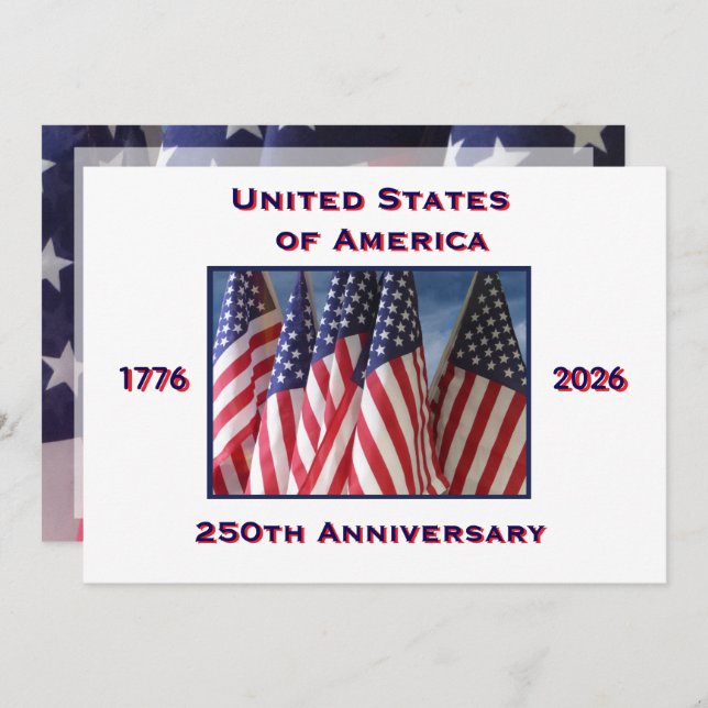 4th of July Barbeque, USA 250th Anniversary, Flags Invitation (Front/Back)