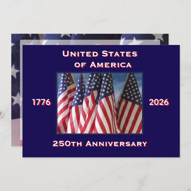 4th of July Barbeque, USA 250th Anniversary, Flags Invitation (Front/Back)