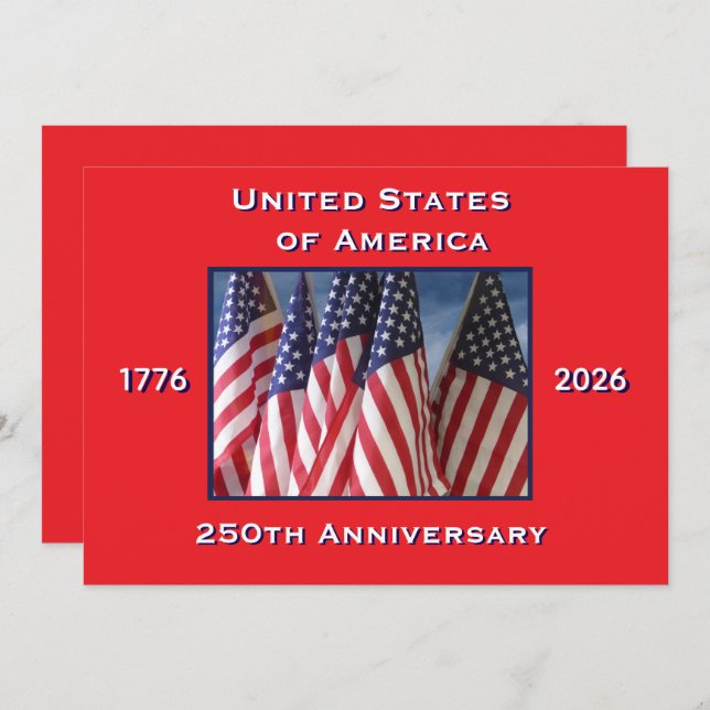 4th of July Barbeque, USA 250th Anniversary, Flags Invitation (Front/Back)
