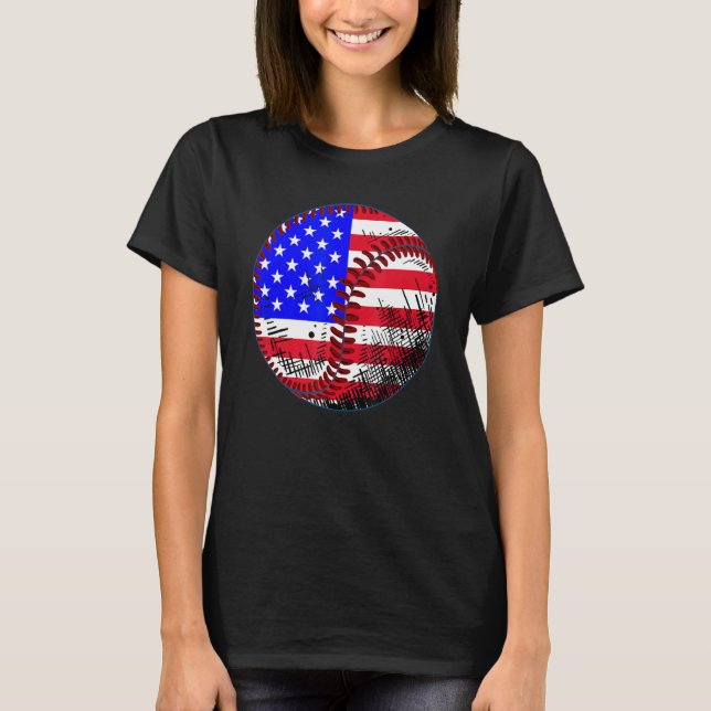 4th Of July Baseball American Flag Patriotic Weath T-Shirt (Front)