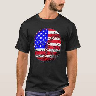 4th Of July Baseball American Flag Patriotic Weath T-Shirt