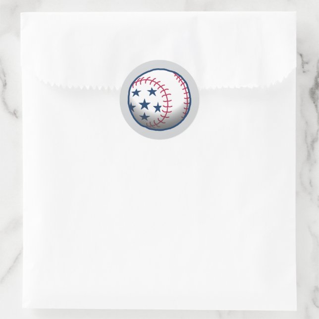 4th of July Baseball Classic Round Sticker (Bag)