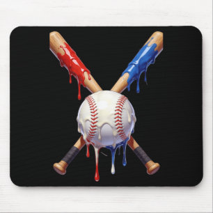 4th of July Baseball Ice Cream Drip Patriotic Mouse Pad