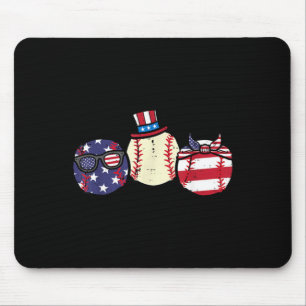 4th Of July Baseball Independence Day America Men Mouse Pad