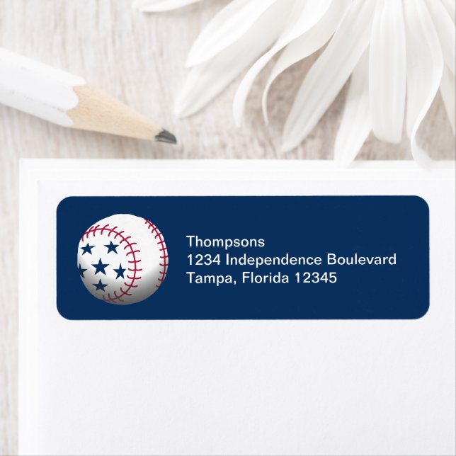4th of July Baseball Return Address Label (Insitu)