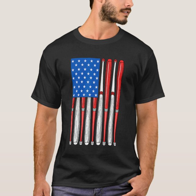 4th Of July Baseball Softball Flag American Flag T-Shirt (Front)
