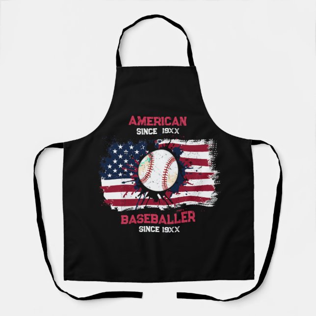 4th of July Baseball USA Independence Day Gift Apron (Front)