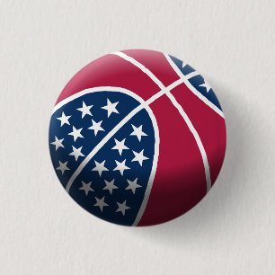 4th of July Basketball 3 Cm Round Badge